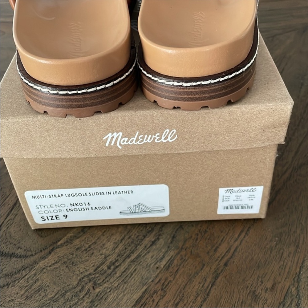 Madewell - Multi-Strap Lugsole Leather Slides - Size 9 Brown - Picture 2 of 4